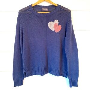 “Wooden ships” Paola Buendia sweater with Pink & Cream Heart. Size M/L.